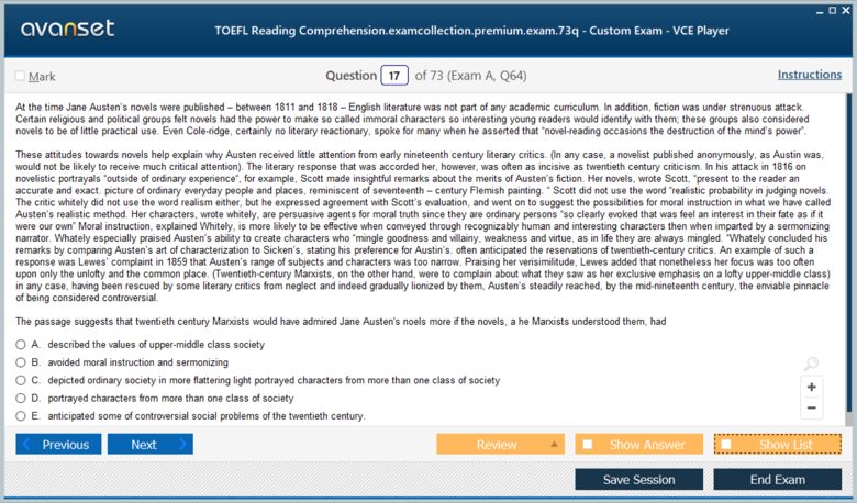 TOEFL Reading Comprehension Premium VCE Screenshot #2